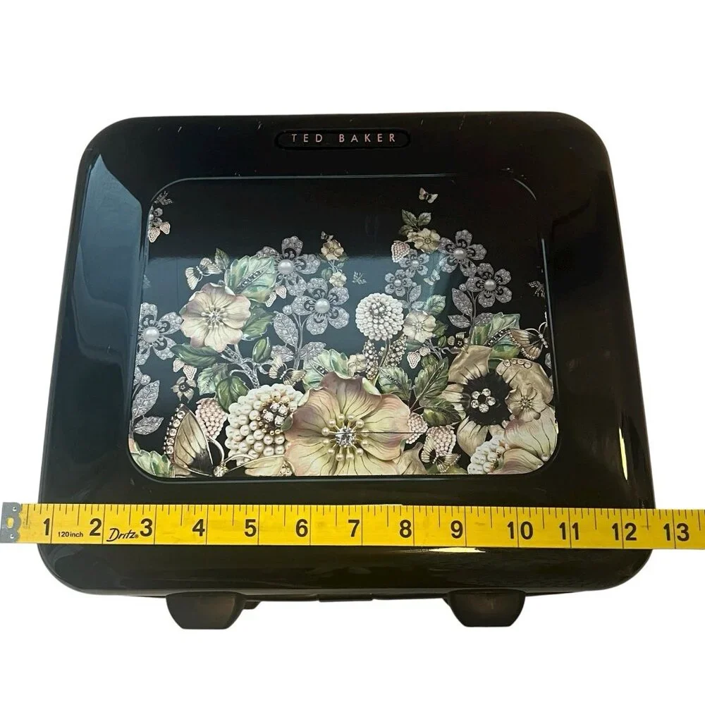 TED BAKER Vanity Case Luggage Travel Black Floral Garden Zipper - Picture 10 of 16